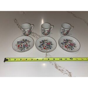 Vintage Heigill Imports Japan Demitasse Espresso Cup Saucer Set Bird Floral 6pc